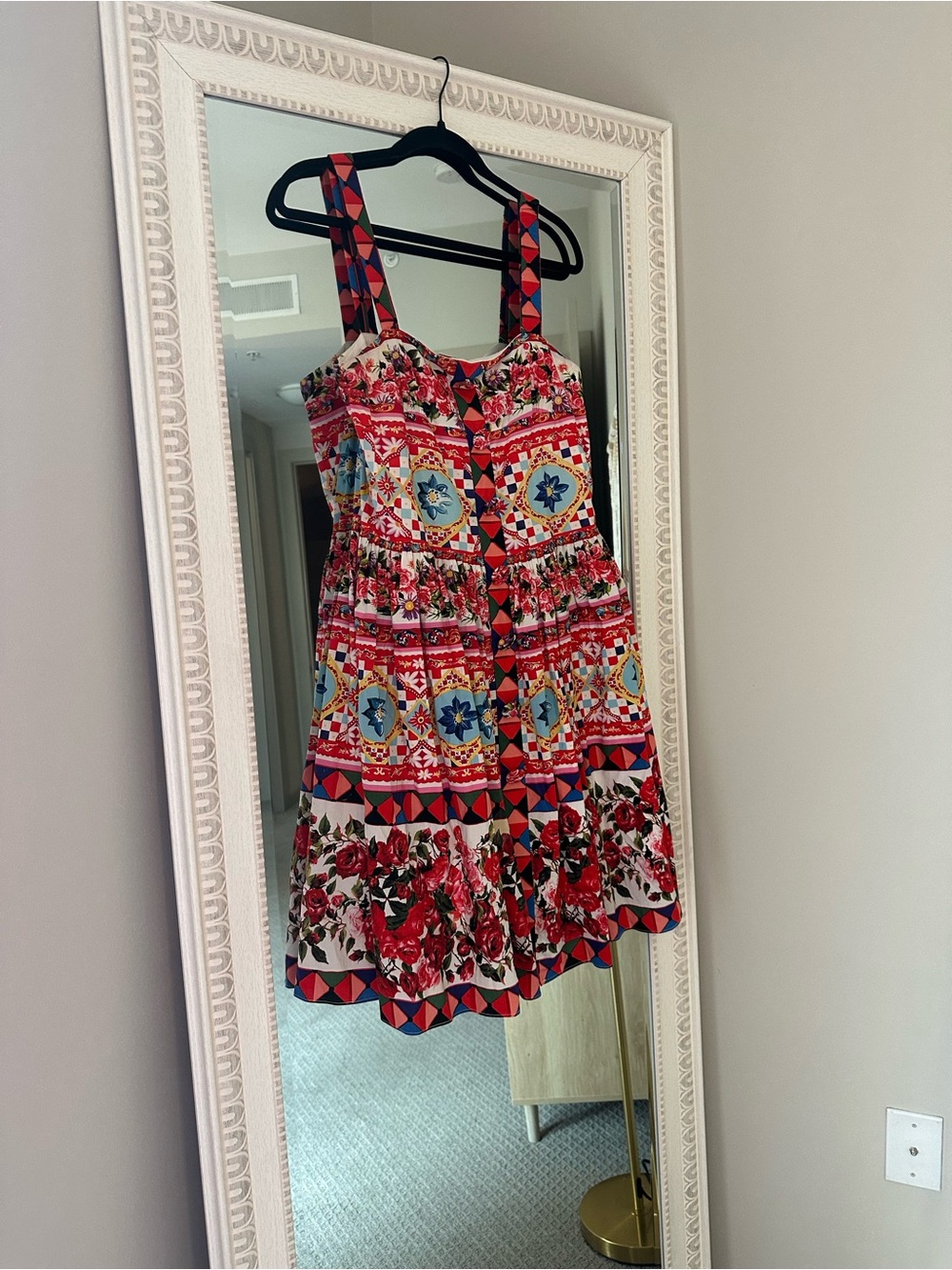 Luxe by Stylekeepers Bright Red Geometric Mini Dress with Wide Straps